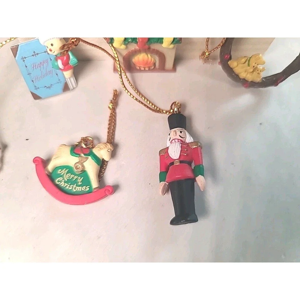 Vintage Set Of 9 Miniature Christmas Ornaments Squirrel Owl Mouse